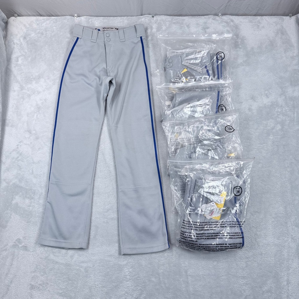 NEW Lot 5 Easton Mako 2 Baseball Pants Kids Youth Medium Gray Royal Blue Piped